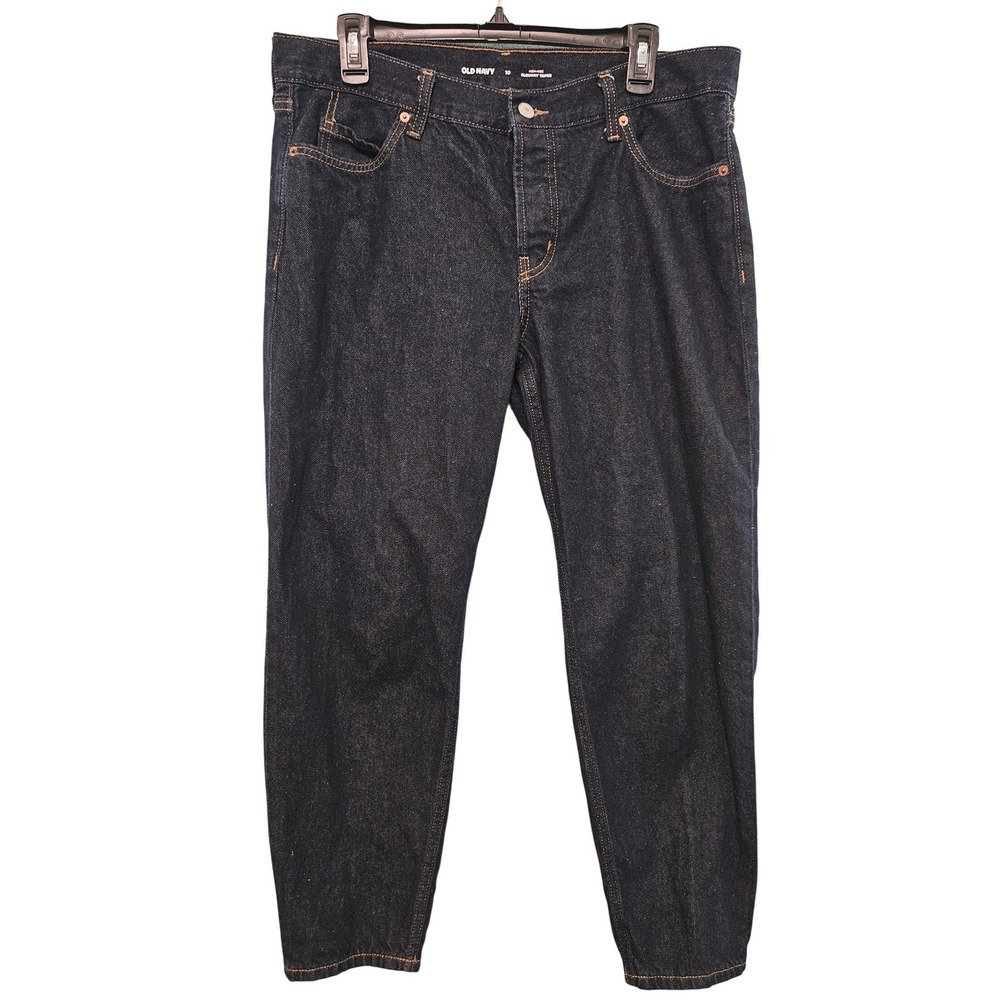 Old Navy High Rise Slouchy Taper Jeans Dark Indigo Button Fly 100% Cotton Sz 10‎
